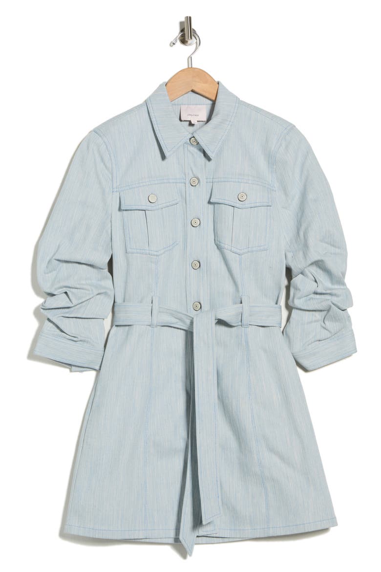 Denim Shirtdress, Alternate, color, KETTLE POND/ WHITE