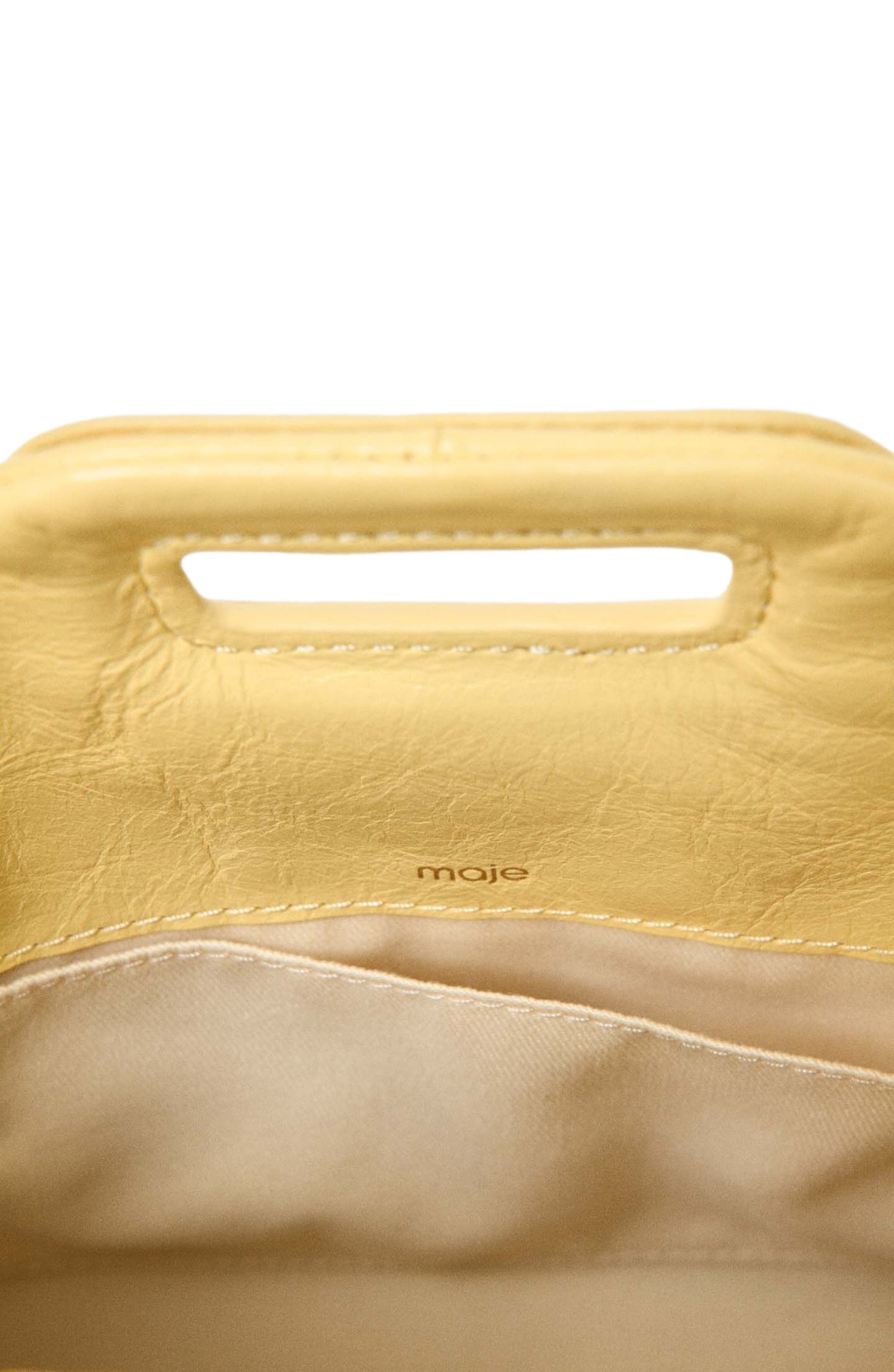 maje Matte crackle Miss M mini bag, Alternate, color, Pale Yellow