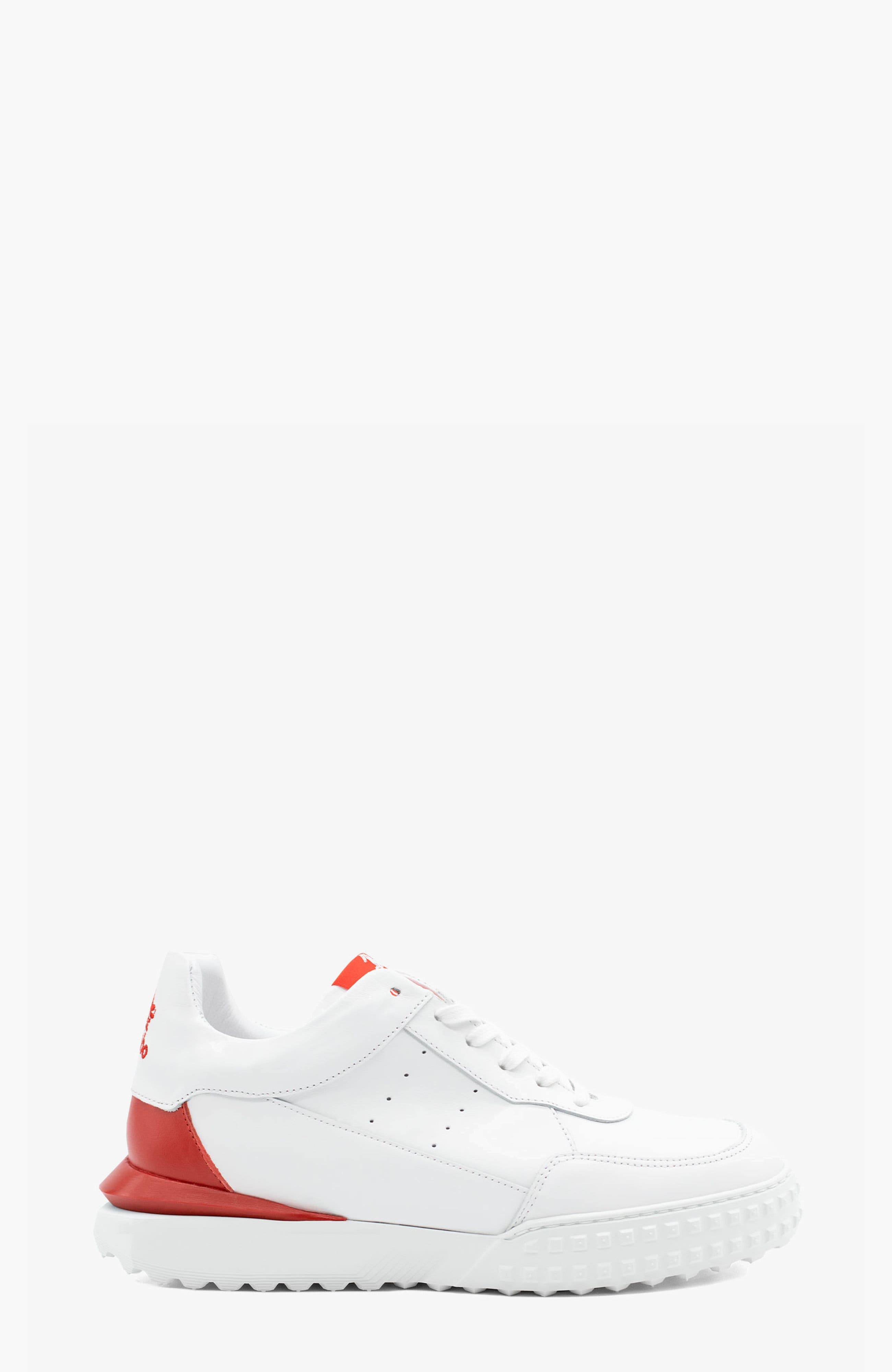Authentic Leather Sneakers 02, Main, color, White / Red