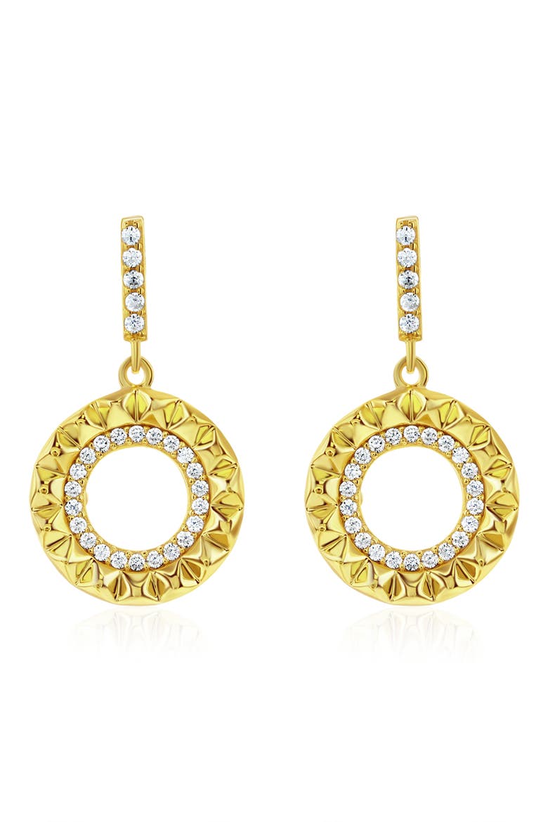 Cubic Zirconia Sunburst Drop Earrings, Main, color, GOLD