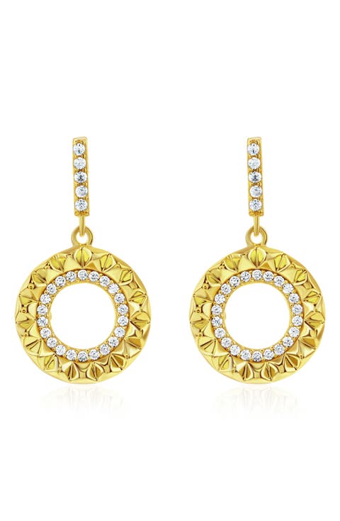 Cubic Zirconia Sunburst Drop Earrings