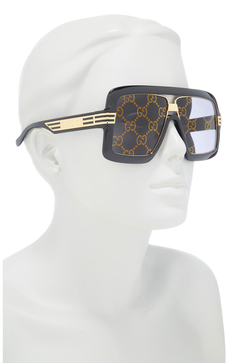 60mm Aviator Sunglasses, Alternate, color, BLACK BLACK GREY