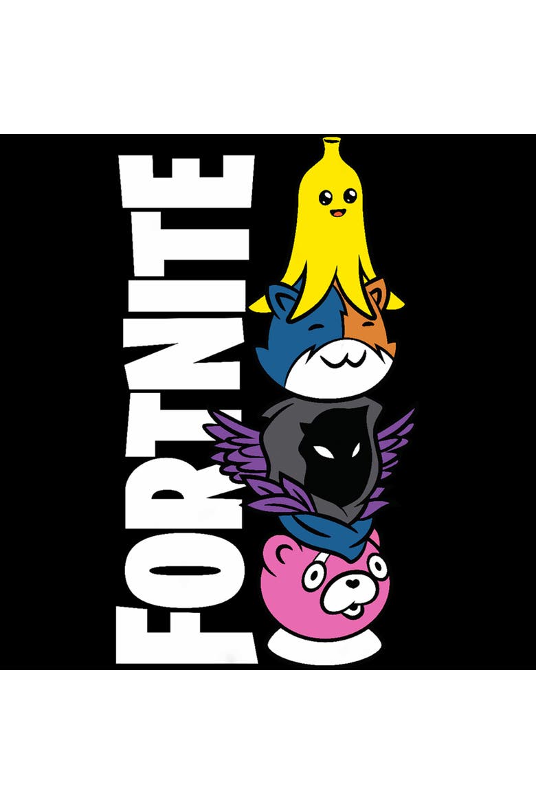 Men's Fortnite Cute Characters Logo Graphic Tee, Alternate, color, Black