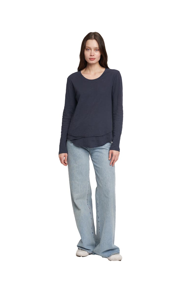 WILT Clothing Long Sleeve Mock Layer Tee, Alternate, color, Black