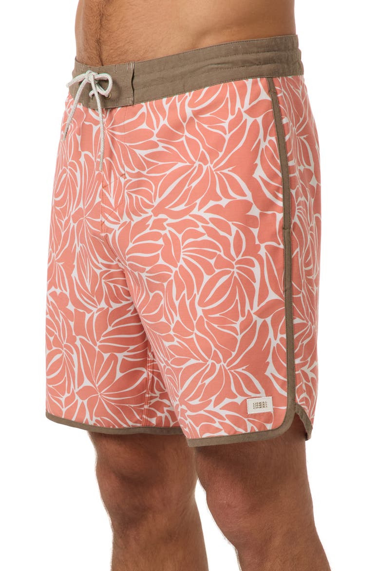 Cruzer Stripe Scallop Board Shorts, Alternate, color, LANGOUSTINO