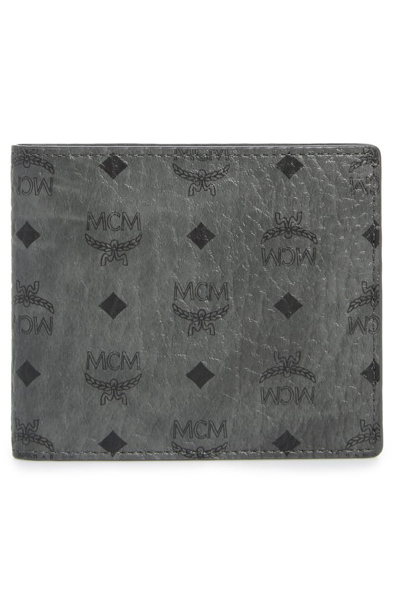 MCM Logo Coated Canvas & Leather Wallet, Alternate, color,