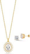 GLAZE JEWELRY CZ Stud Earrings & Pendant Necklace Set