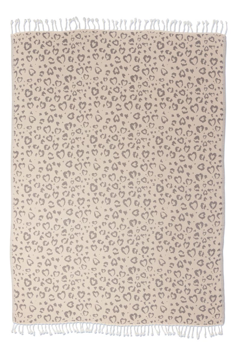 Leopard Heart Organic Cotton Medium Weight Throw Blanket, Alternate, color, Brown