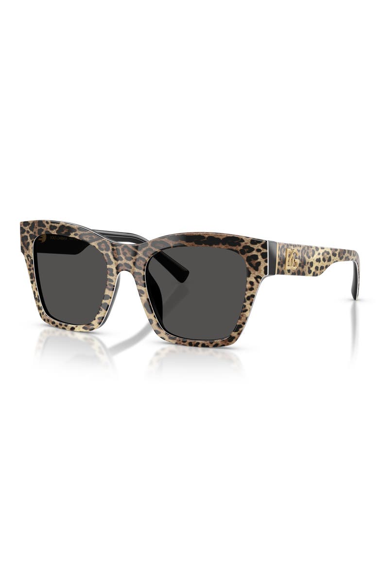 53mm Square Sunglasses, Alternate, color, LEO BROWN ON BLACK / DARK GREY