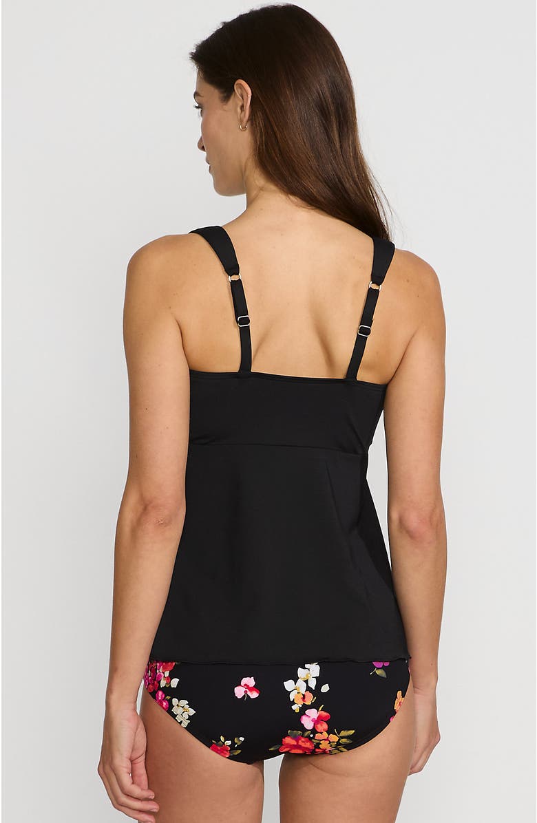 Lands' End D-Cup Flutter Scoop Neck Tankini Top Comfort Adjustable Straps, Alternate, color, Black