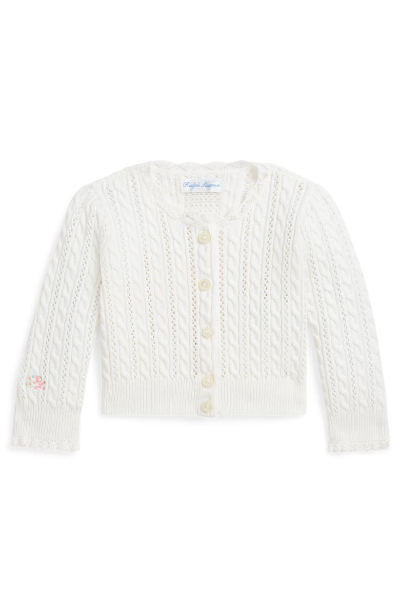 Ralph Lauren Pointelle Cotton Cardigan, Main, color, 