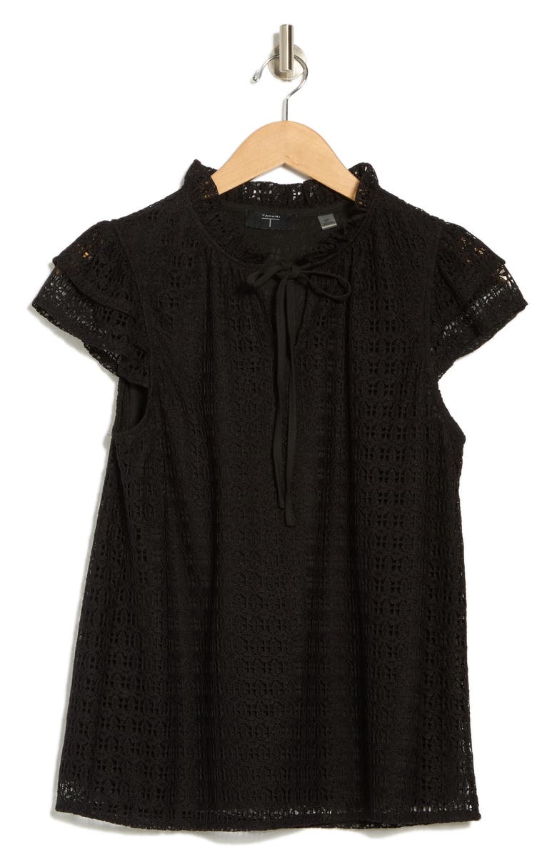 T Tahari Tie Neck Lace Top, Alternate, color,