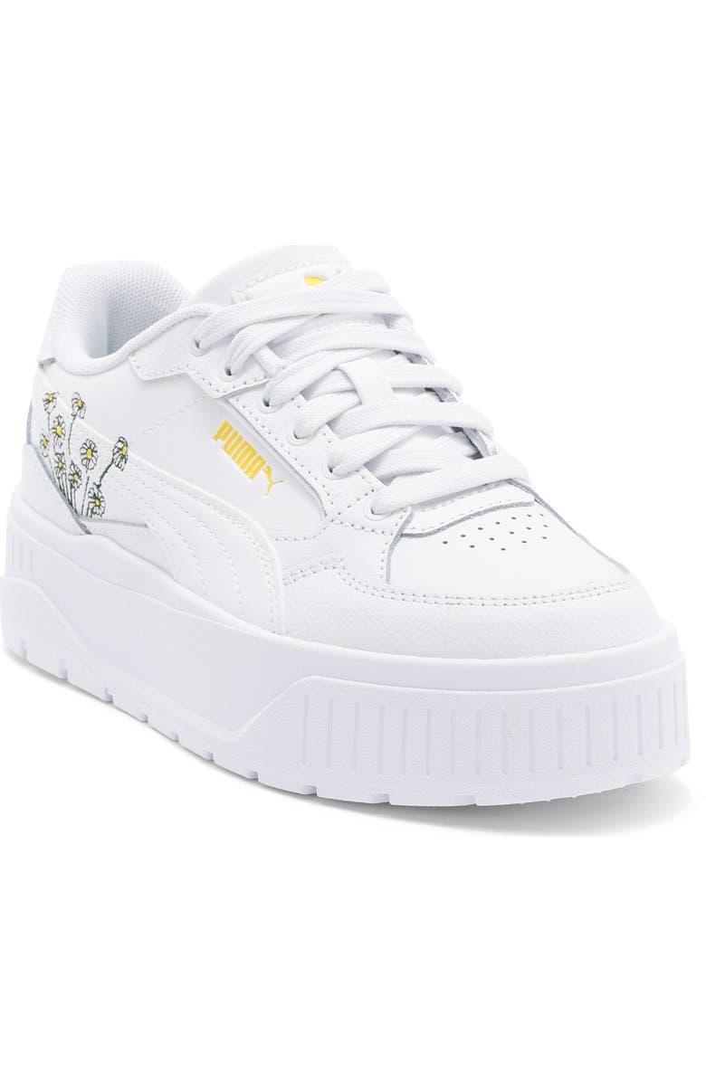 PUMA Karmen II Idol Floral Platform Sneaker, Main, color, Puma White/ Puma White/ Yellow