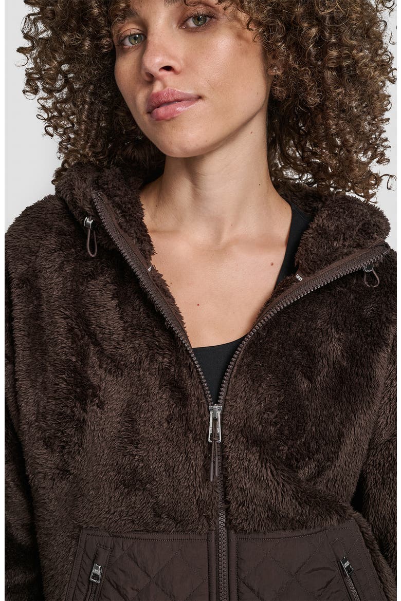 Faux Shearling & Diamond Quilted Hooded Jacket, Alternate, color, ESPRESSO