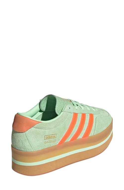 Adidas Originals Womens Adidas Gazelle Stack Suede Low-top Trainers In Green Spark/orange/gum