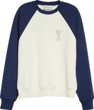 AMI PARIS Ami de Coeur Boxy Colorblock Baseball Sweatshirt