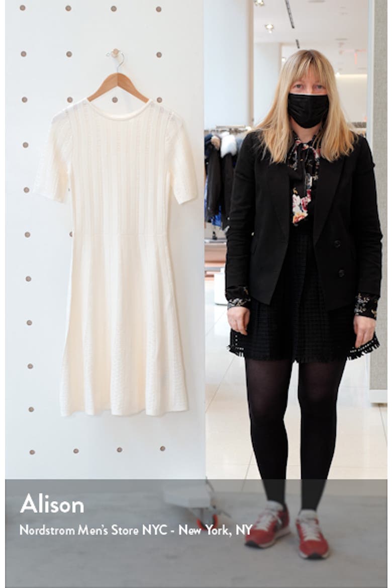 C Feli Pointelle Fit & Flare Sweater Dress video