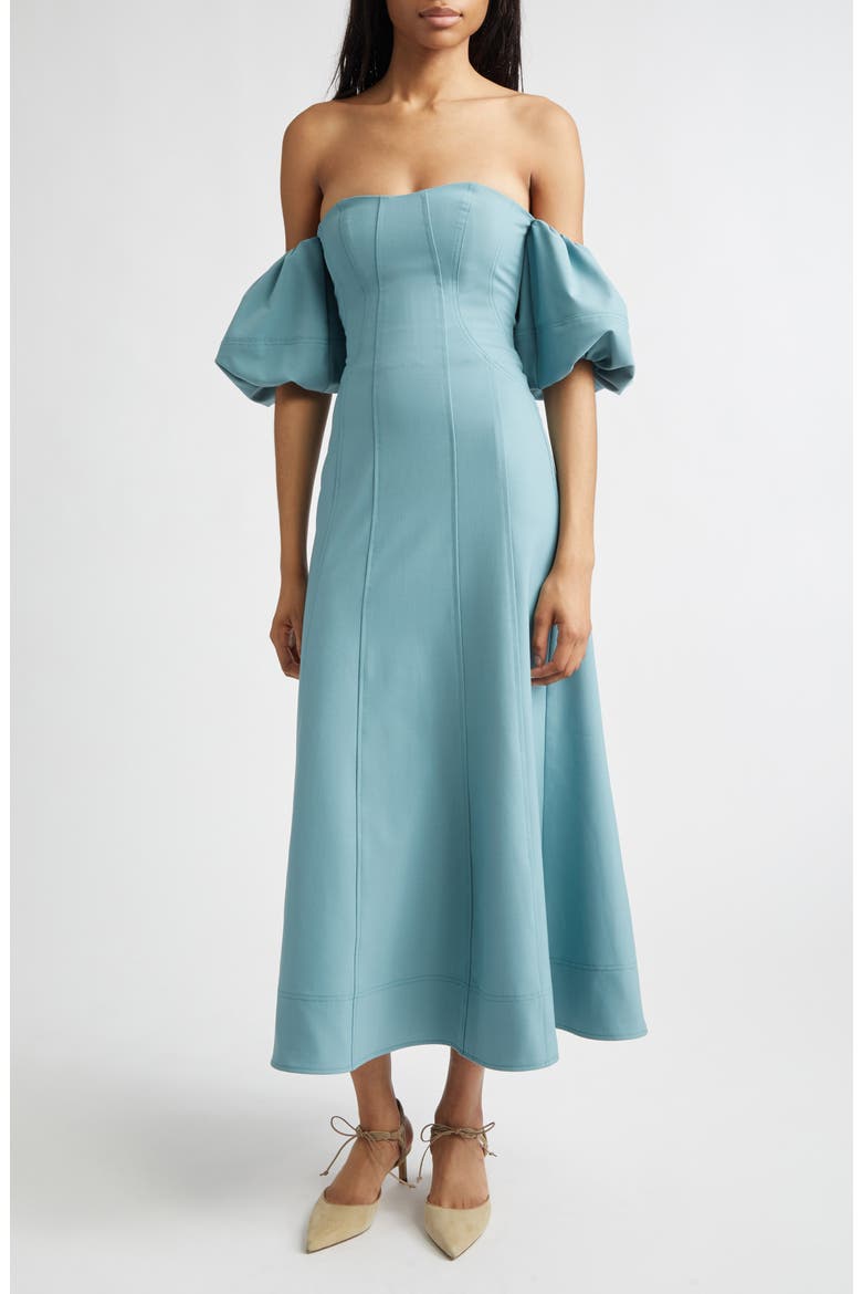 Nina Off the Shoulder Dress, Main, color, OCEAN