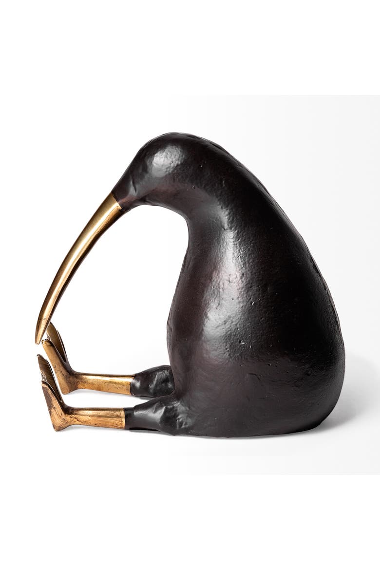 Kiwi Cast Aluminum Bird Sculpture, Alternate, color, Black