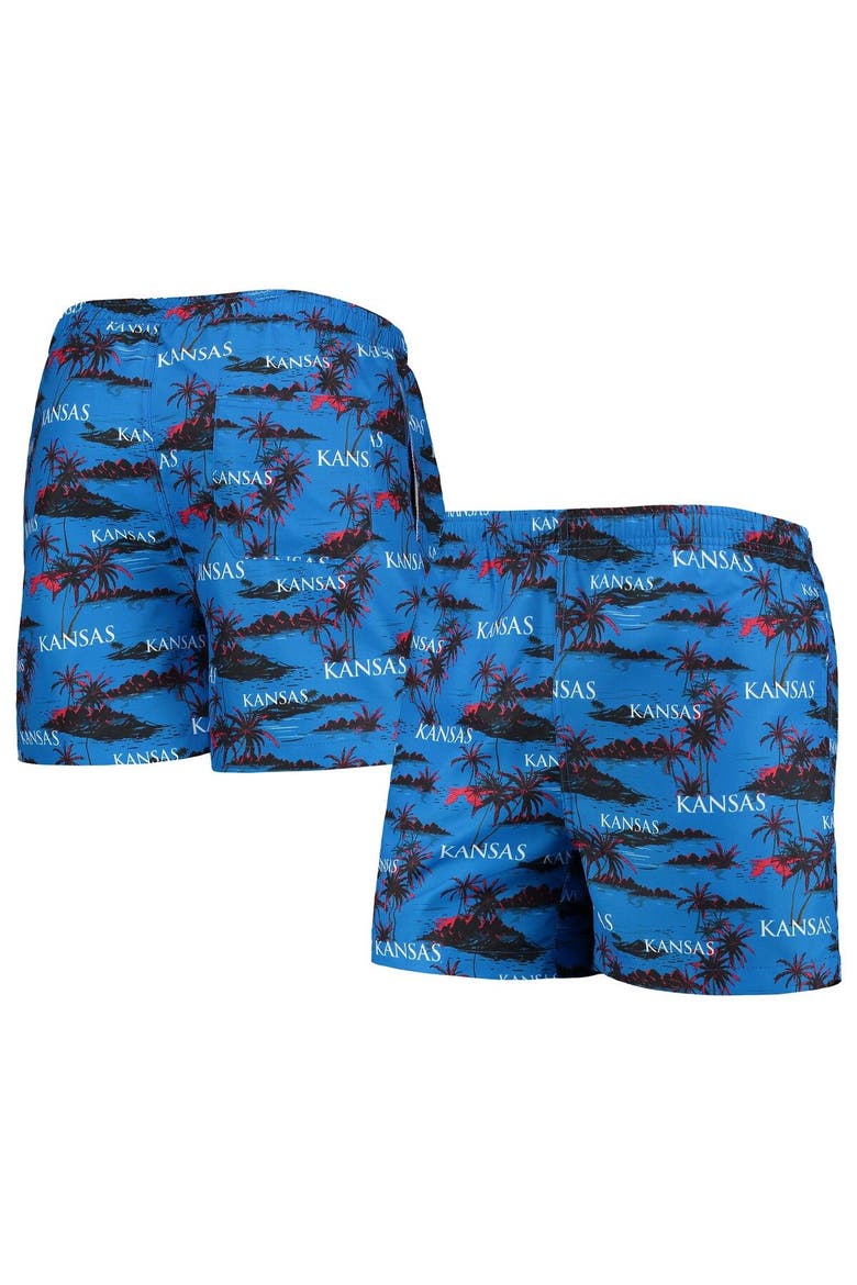 Men's FOCO Royal Kansas Jayhawks Island Palm Swim Trunks, Main, color, Royal