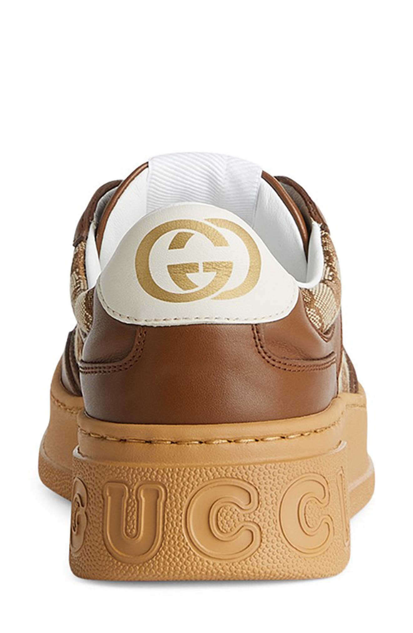 Gucci Chunky B Mixed Media Sneaker, Alternate, color, Beige/ Brown