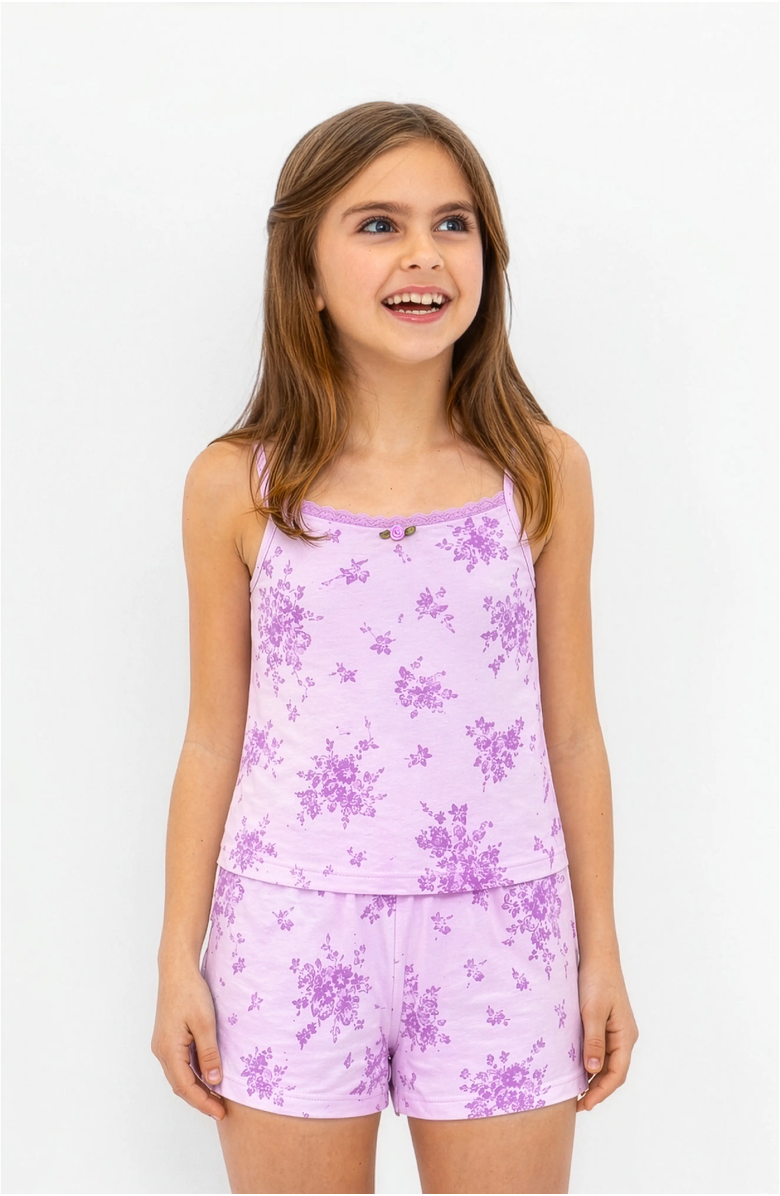 Preppy Goose Orchid Floral Print Cami Jersey Set, Alternate, color, Orchid