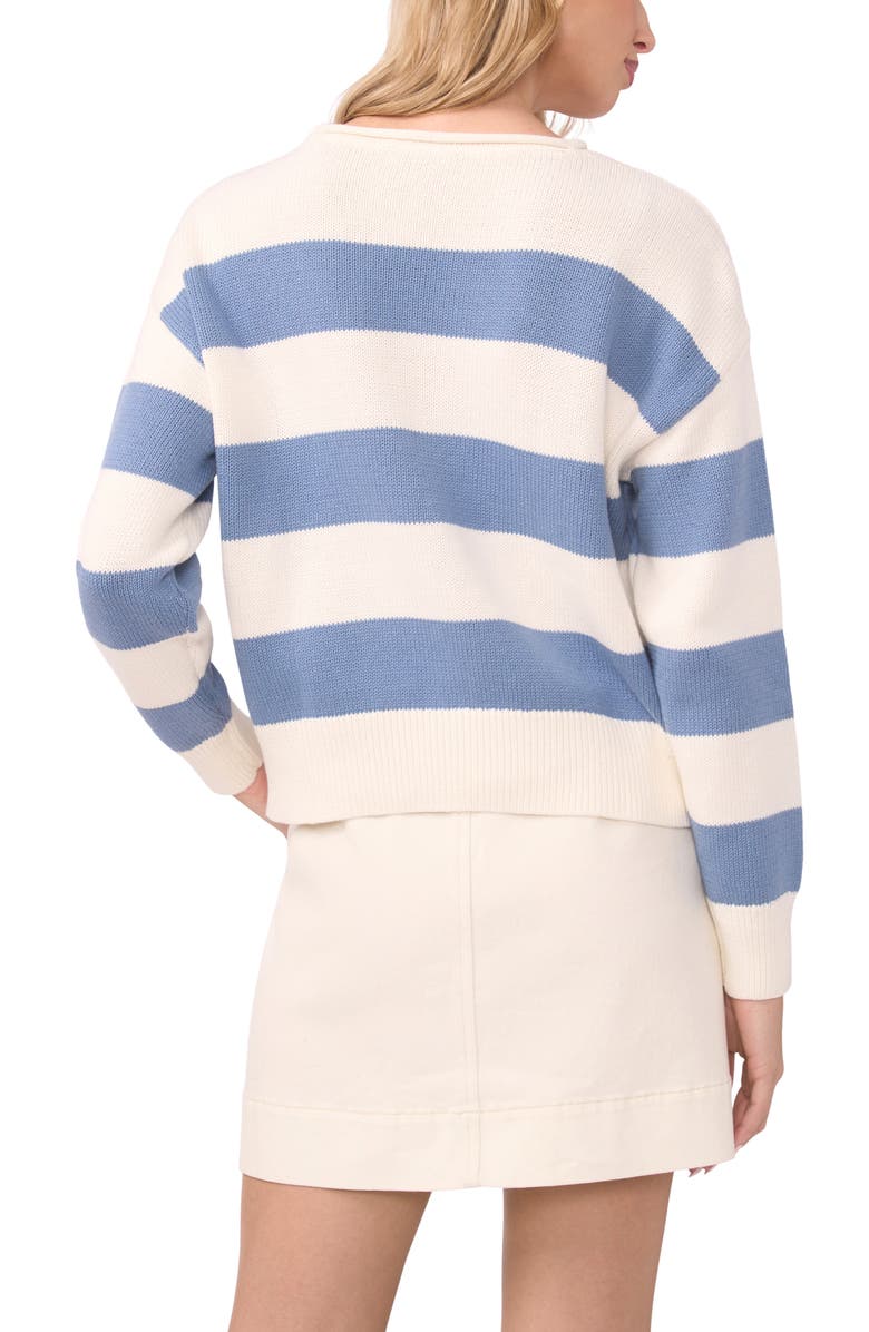 Vince Camuto Stripe Roll Neck Sweater, Alternate, color, Blue Shadow