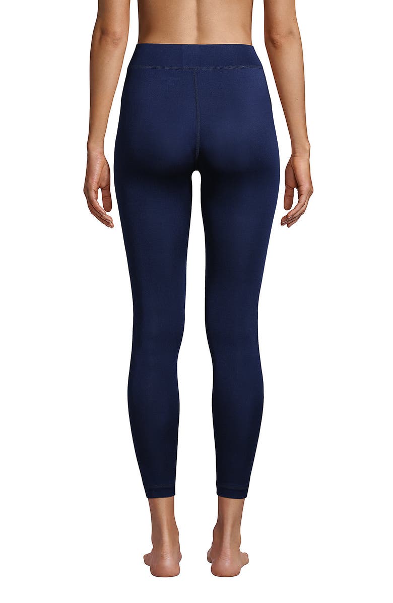 Lands' End Silk Interlock Long Underwear Leggings Pants, Alternate, color, Deep Sea Navy