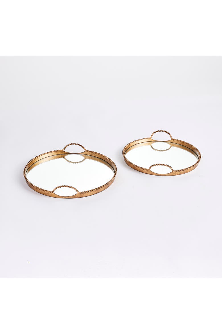 Braiden Decorative Mirrored Trays Set of 2, Alternate, color, Gold