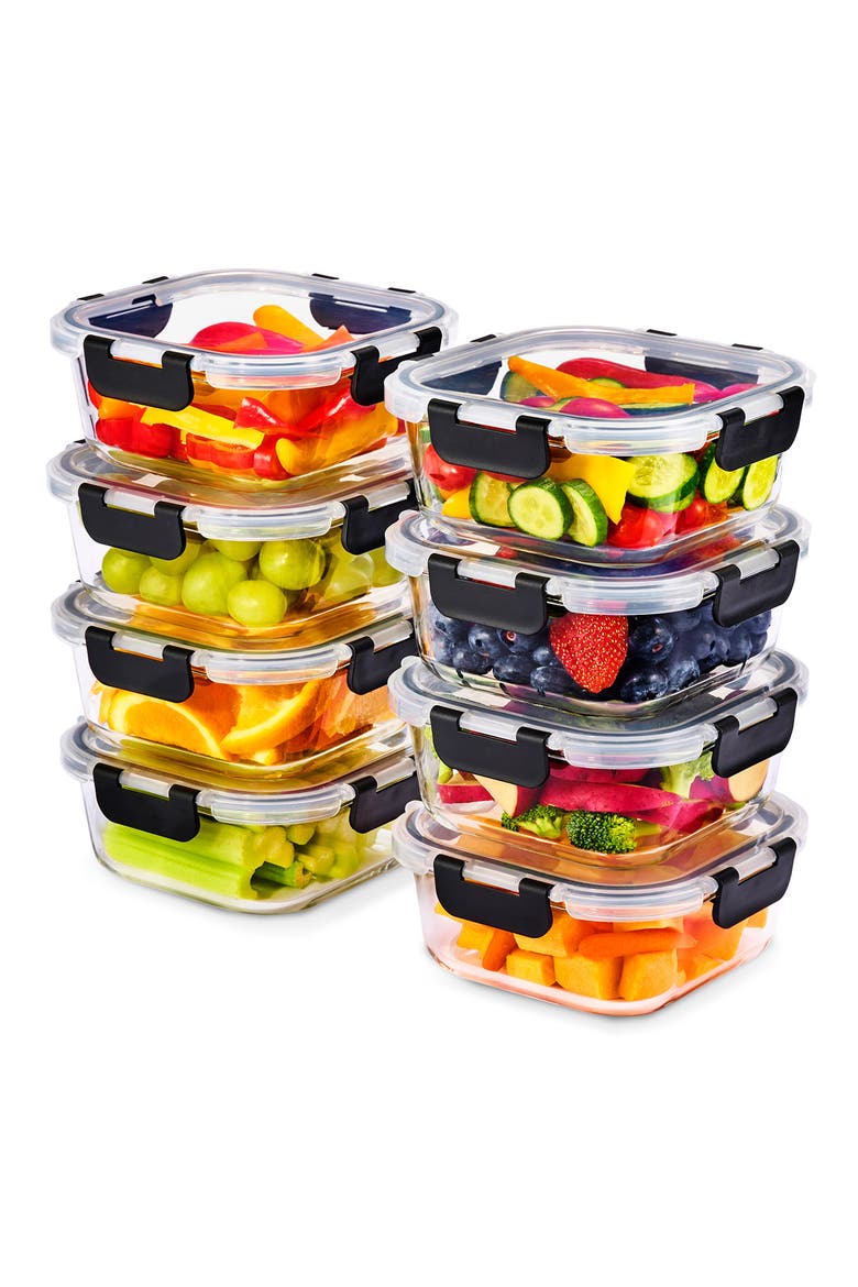 8-Pack Glass Food Prep Storage Containers, Main, color, CLEAR