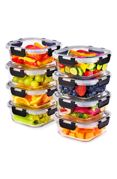 8-Pack Glass Food Prep Storage Containers