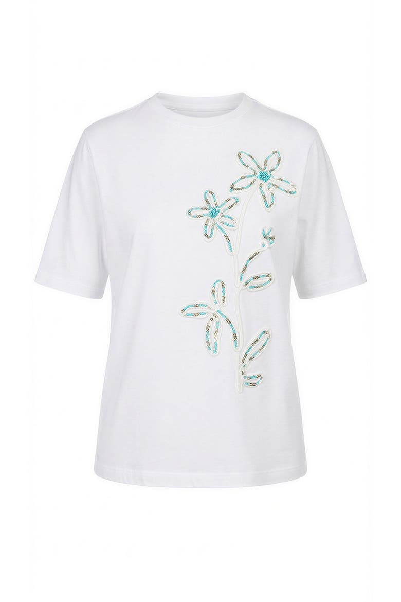 Limaara Short Sleeve Embroidered Cotton T, Alternate, color, Blue White