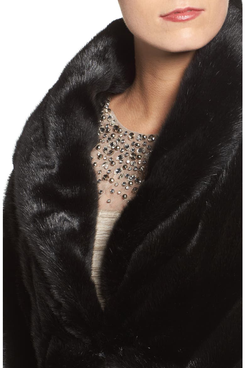 Faux Fur Bolero, Alternate, color, BLACK