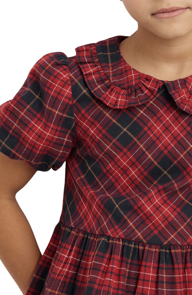 Reiss Kids' Demi Plaid Collared Cotton Dress, Alternate, color, Red