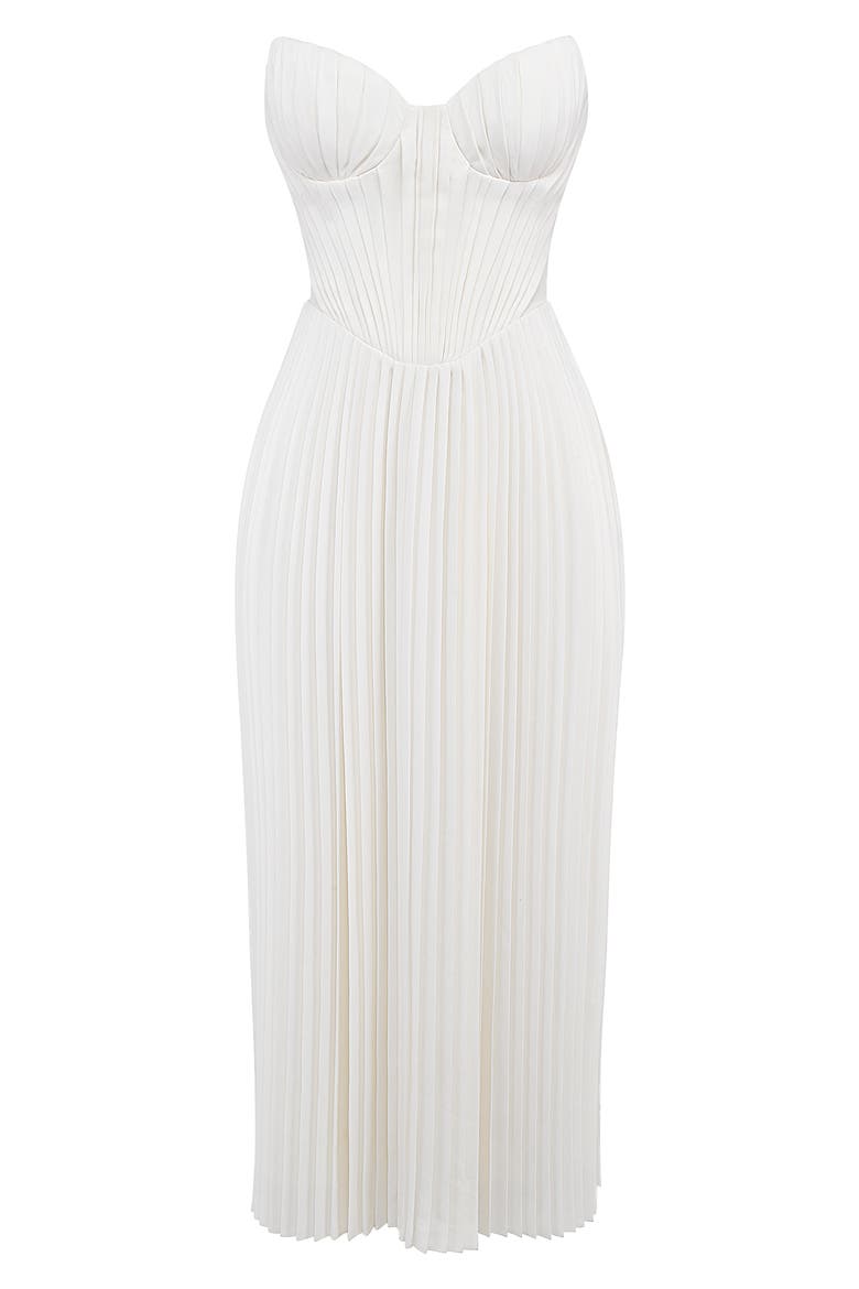Amorata Strapless Pleated Georgette Cocktail Dress, Alternate, color, IVORY