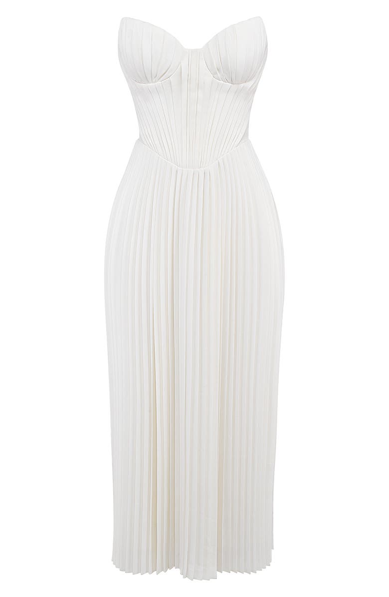 HOUSE OF CB Amorata Strapless Pleated Georgette Cocktail Dress, Alternate, color, Ivory