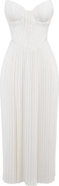 HOUSE OF CB Amorata Strapless Pleated Georgette Cocktail Dress
