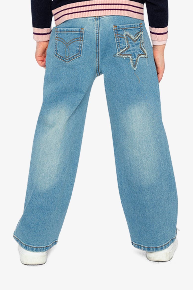 Stretch Denim Frayed Star Embroidery Jeans, Alternate, color, Navy Blue Denim