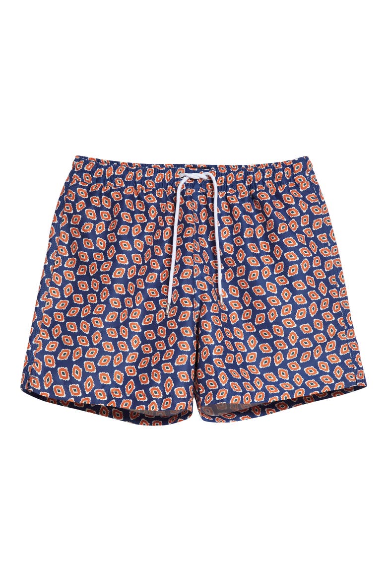Medallion Print Swim Shorts, Alternate, color, NAVY