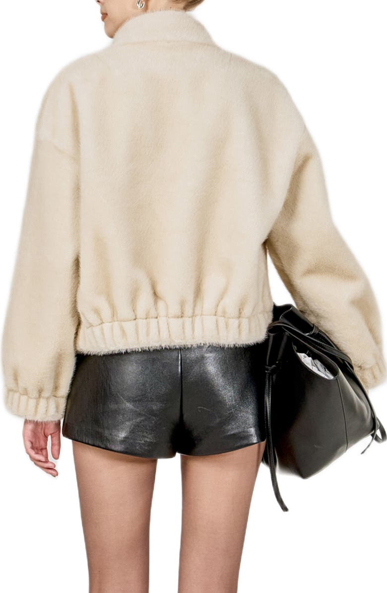 Endless Rose Faux Fur Bomber Jacket, Alternate, color, Cream