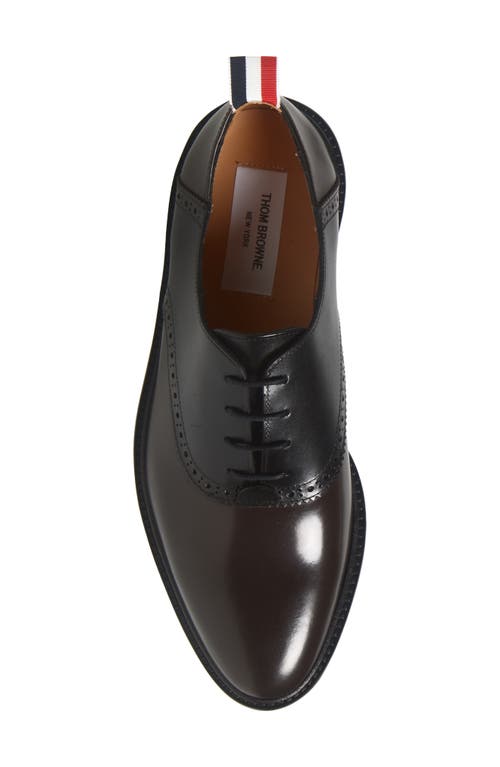 Thom Browne Wingtip Saddle Shoe In Brown/black