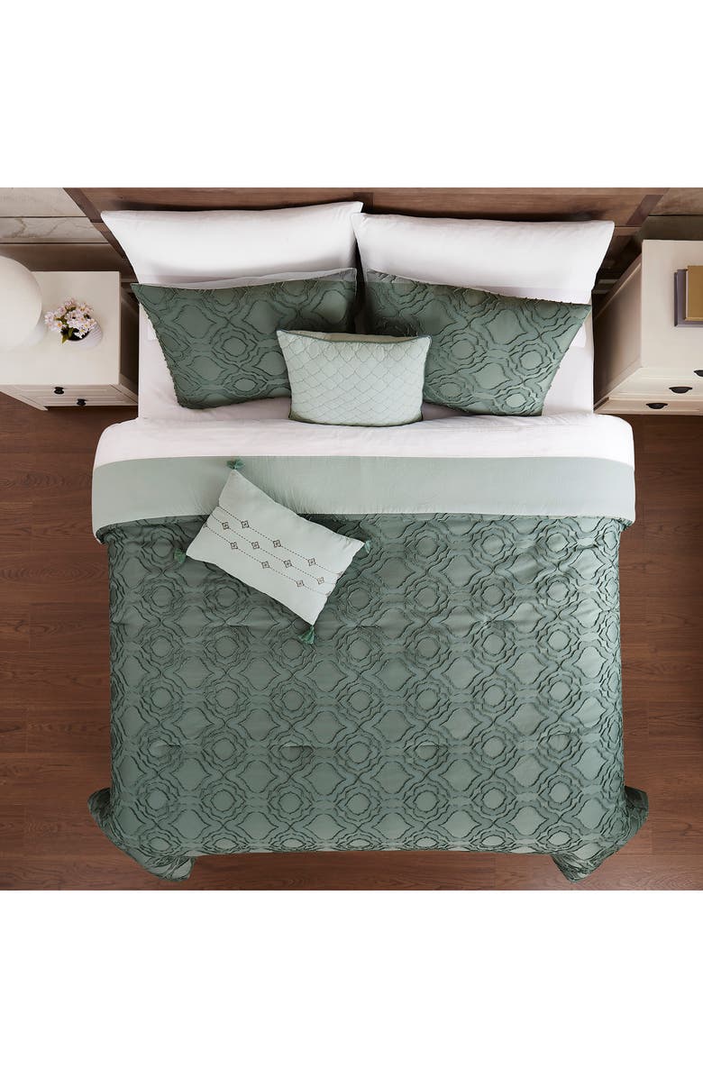 Modern Threads Jacquard Microfiber 5-Piece Comforter Set, Alternate, color, Ivy Green