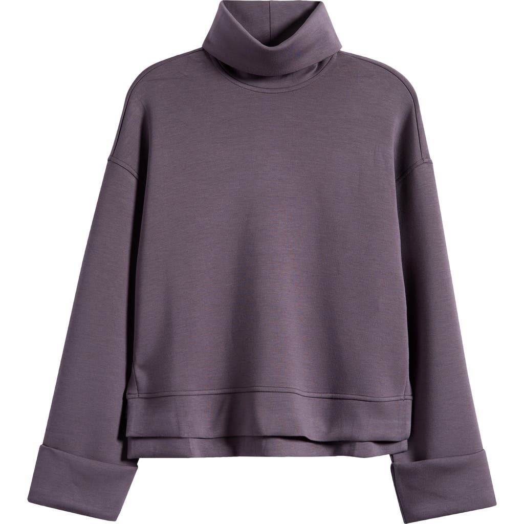Spanx ® Cuffed Sleeve Crop Turtleneck Sweatshirt In Gray