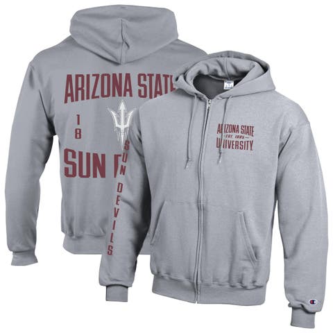 Men's Champion Heather Gray Arizona State Sun Devils Varsity Powerblend Full-Zip Fleece Hoodie
