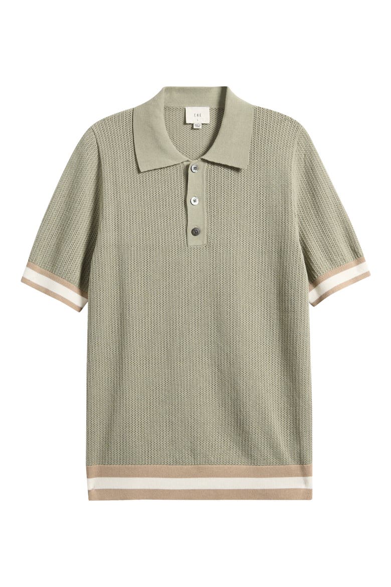 Quinn Open Knit Polo Sweater, Main, color, SAGE- 16