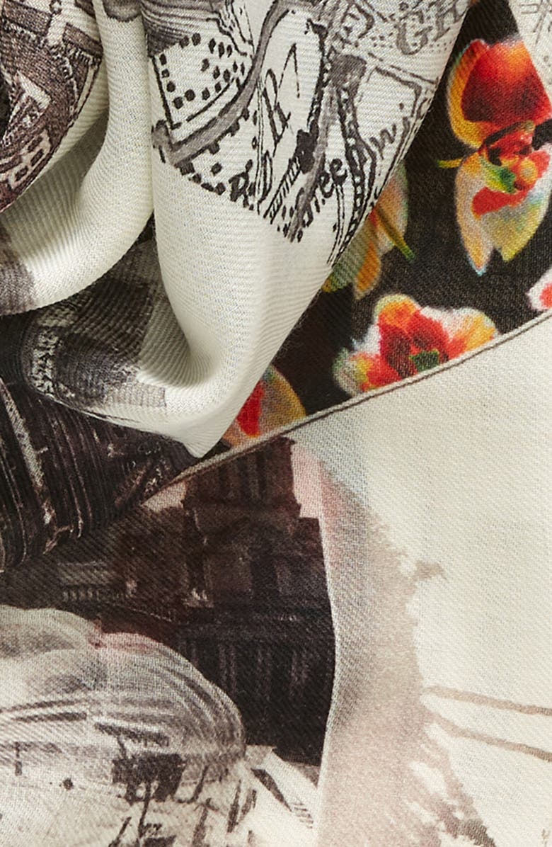 McQueen London Print Wool Square Scarf, Alternate, color, 
