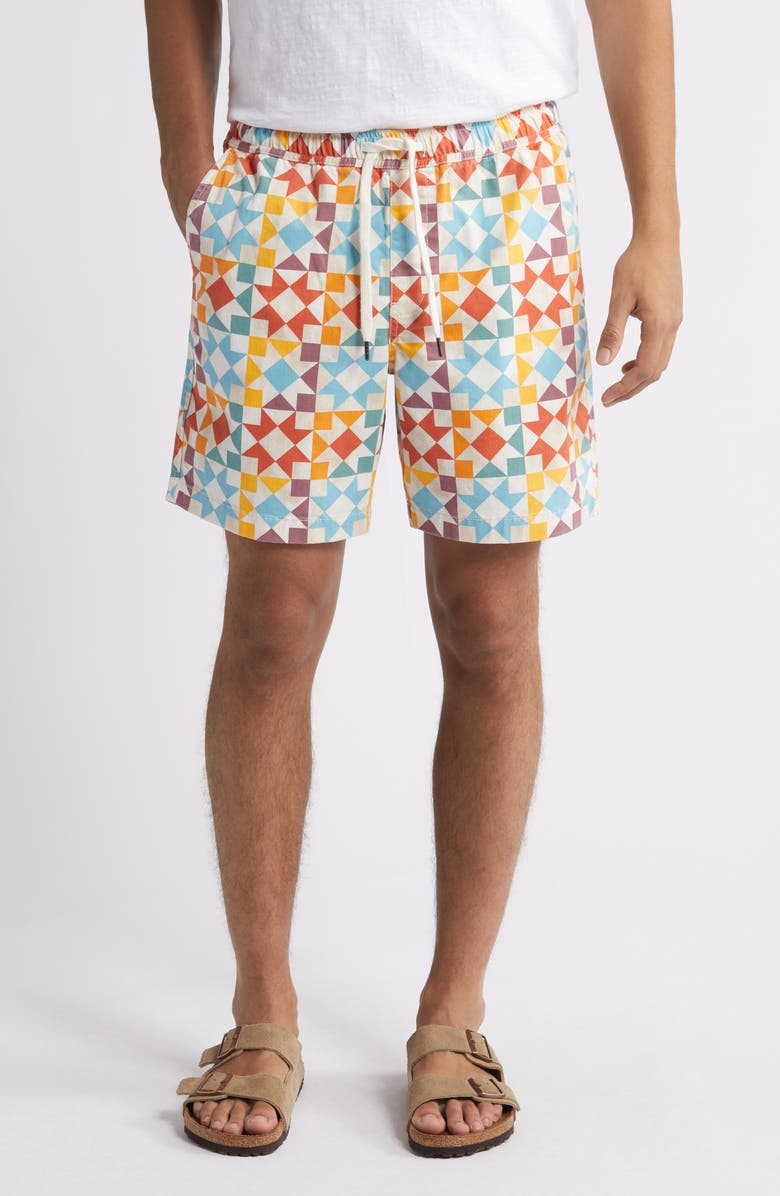 Treasure & Bond Quilt Print Stretch Cotton Drawstring Shorts, Main, color, 