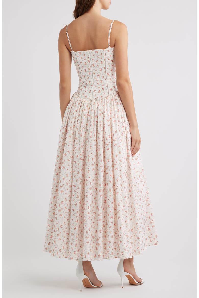 Ysabella Floral Stretch Cotton Maxi Sundress, Alternate, color, WHITE ROSE FLORAL