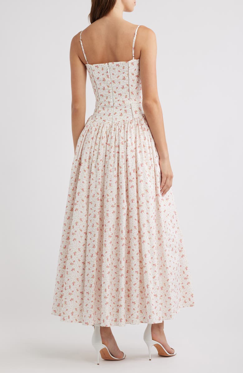 HOUSE OF CB Ysabella Floral Stretch Cotton Maxi Sundress, Alternate, color, White Rose Floral
