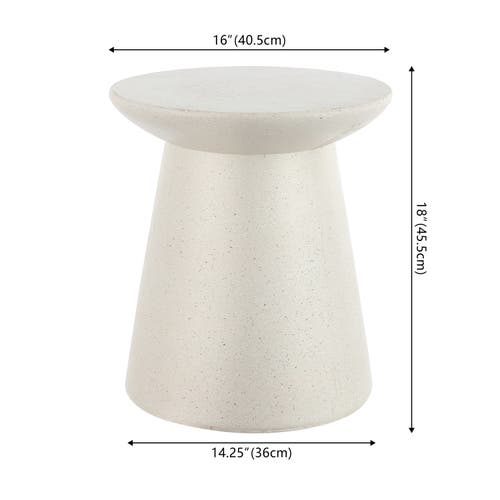 Jonathan Y Hollie 18" Minimalist Modern Drum Indoor/outdoor Accent Table Pedestal In Cream Terrazzo